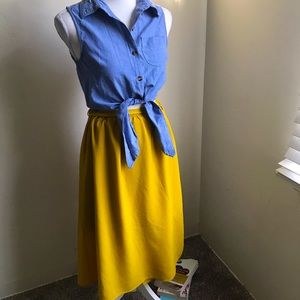 100% Cotton Blue Tie Front Button Top